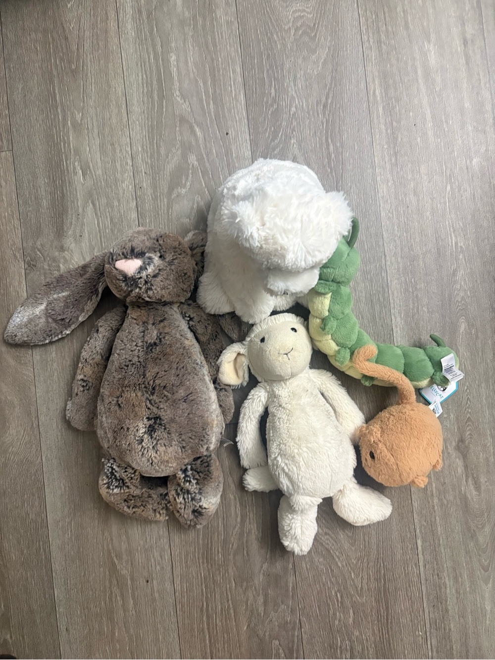 Jellycat Mixed Plush Friends Bundle - Brown, White, Cream, Green, Orange